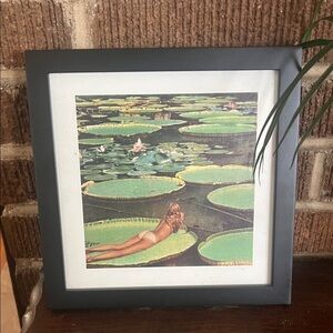 Framed Girl on Lily Pad Art Print